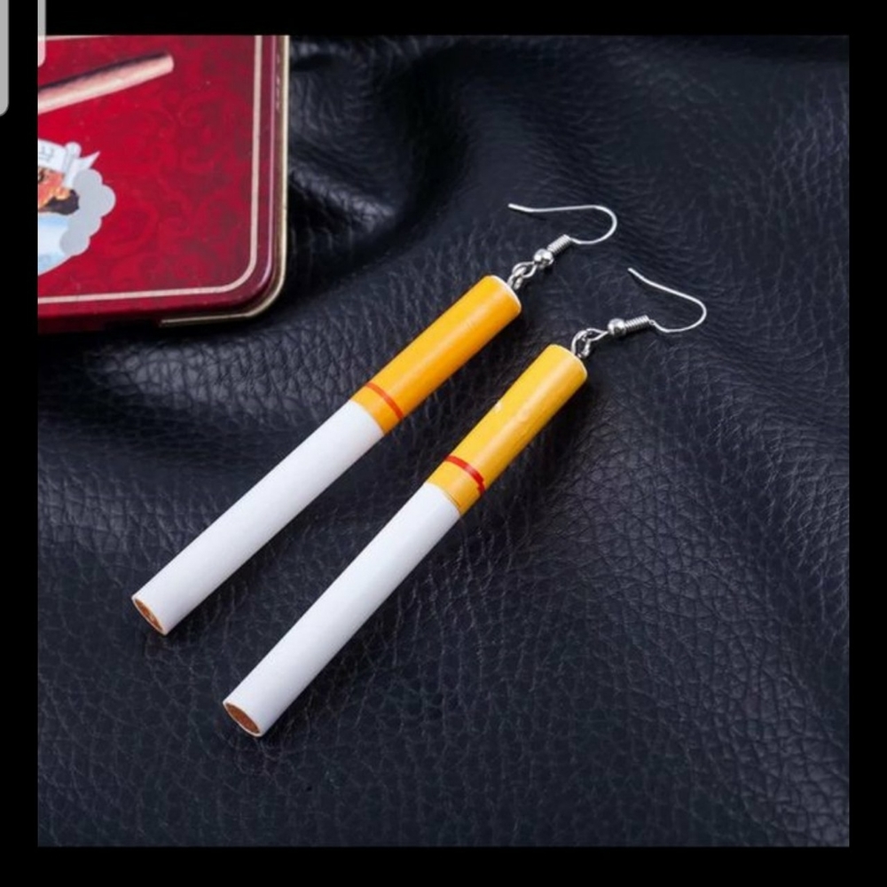 Cigarettes plastic drop earrings lightweight funny gag gift 🚬
